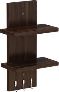 Flux flux Wooden Wall Shelves for Living Room Home Decor Items With Hook Particle Board Wall Shelf