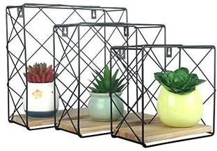 Indian Decor 28978 Floating Shelves Square Metal Wall-Mounted Storage Display Iron Wall Shelf