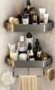 Royal-Pro Adhesive Bathroom organiser without drill Corner Shelf For Wall Stainless Steel Wall Shelf