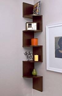 Surya Ind Corner Zigzag - Brown Wooden Wall Shelf MDF (Medium Density Fiber) Wall Shelf