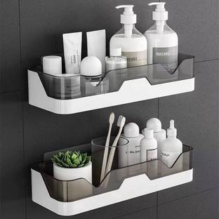 LILA ENTERPRISE Bathroom/Kitchen Plastic Storage Rack Basket Plastic Wall Shelf