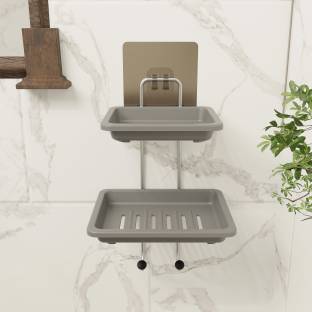kridha 2 Layer Stainless Steel Soap Dish with 2 Plastic Dish