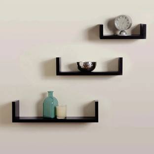 Eco Handicrafts Wooden U Shape Wall Shelf and Wall Shelves for Bedroom and Living room Wooden Wall Shelf