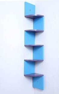 OnlineCraft 11 WALA ZIGZAK ( PURPLE +SKY ) Wooden Wall Shelf