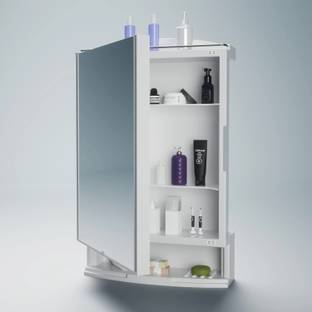 Citrine Strong and Heavy Rich Look Storage Cabinet with Mirror White Wall Shelf Polypropylene Wall Shelf