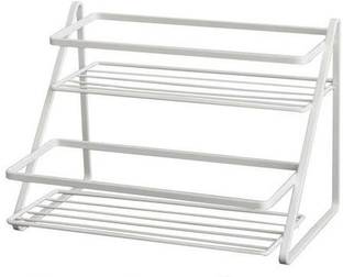 Easyroot Containers Kitchen Rack Iron Kitchen Counter 2 Step Matte Shelf (White)