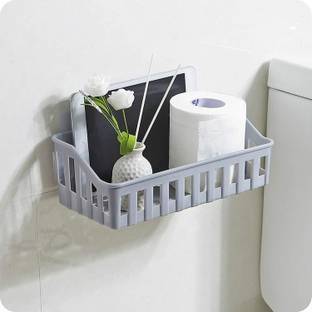 HXOSET New Plastic Bathroom Storage Rack Box Strong Shower Rack Shelf( Pack Of 1) Plastic Wall Shelf