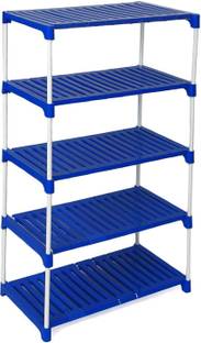 Dhani Creations 5-Tier Multipurpose Storage Rack Portable & Space Saving, Easy to Assemble Plastic, Steel Wall Shelf