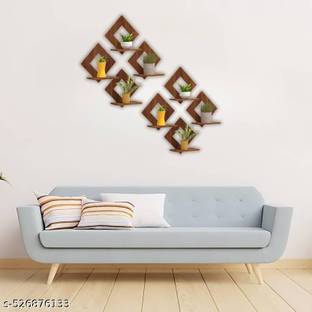 MoscowWings Moscow WIngs Brown Square Wall Shelve (Set Of 8) MDF (Medium Density Fiber) Wall Shelf