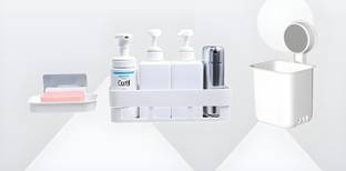 NESTIGO Multi-Use Self Adhesive Kitchen Bathroom Shelf for Wall, Washroom Plastic Wall Shelf