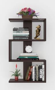 Captiver Engineered Wood Wall Mounted Books Shelf Racks Stands Self Tier 4 Particle Board Wall Shelf