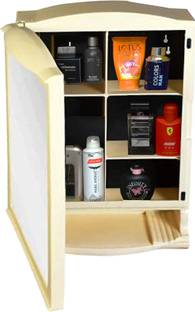 URBAN CHOICE Wall Mounted Bathroom Mirror Cabinet Rack Shelves for Storage Ivory Towel Holder