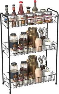 GLOCY 3-Tier Kitchen Shelf|Multipurpose Storage Organizer for Kitchen&Home|Spice Rack| Steel Wall Shelf