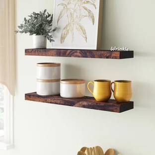 Wrinkle Solid Sheesham Wood Floating Shelf (2 Piece) Wooden Wall Shelf