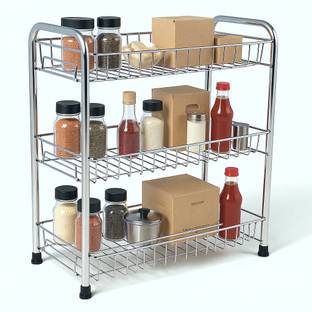 Nexum 3-Tier Multipurpose Kitchen Rack/Kitchen Storage/Kitchen Organizer/Bathroom Rack Steel Wall Shelf