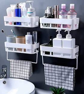 AKEY Bathroom Shelf Rack for Home and Kitchen. Self-Adhesive Sticker Without Drilling Plastic Wall Shelf