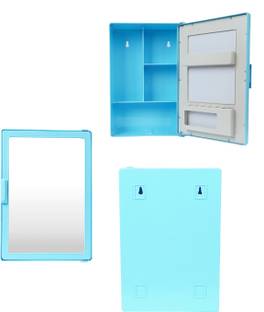 Epraiser SMALL MINI BATHROOM RACK SHELF STORAGE BOX WITH MIRROR WALL DECOR Plastic Wall Shelf