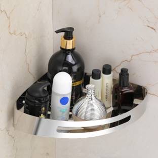 USF Bathroom Corner Shelf and Shower Caddy Basket High Grade 304 Stainless Steel Triangular Wall Mount Chrome Finish Bathroom Accessories स्टेनलेस स्टील वॉल शेल्फ