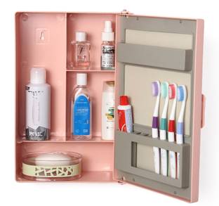 Delightful Decor Bathroom Cabinet with Mirror Plastic Wall Shelf