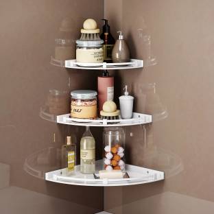 GLOXY Unbreakable Multipurpose Space Saving Corner/Rack for face wash,shower gel Acrylic, Plastic Wall Shelf