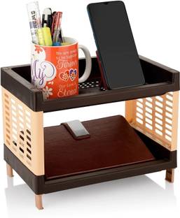 Sonal - Viva (SMALL Size) 2 Layer Rack for Office, Kitchen- Shelf Stand & Wall hanging Plastic Wall Shelf