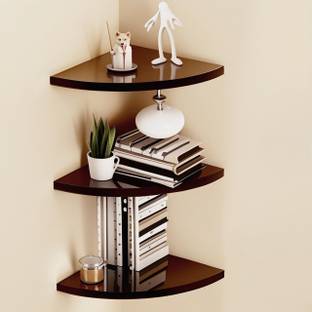 kassar 3 Shelves corner Wooden Wall Shelf