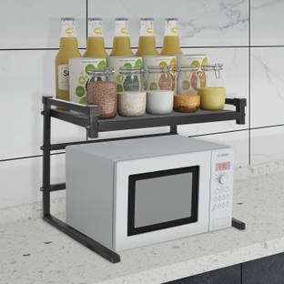 IMPULSE Microwave Storage Stand/Oven Stand/Kitchen Storage Shelf/Rack (Black) Iron Wall Shelf