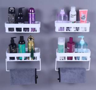 COFP 6Pcs Kitchen/Bathroom Shelf/Brush Stand/Soap Stand/Plastic Wall Shelf(White) Plastic Toothbrush Holder
