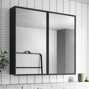 Plantex Bathroom Mirror Cabinet/Heavy-Duty Steel Bathroom Storage Organizer (18x18 Inch) Steel Wall Shelf