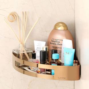 FORTUNE Mounted Corner Shelve/Storage Shelf/ Bathroom Rack Rose Gold (8.5"x8.5")(Pack 2) Stainless Steel Wall Shelf