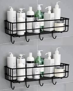 kridha Bathroom 4 hook rack Stainless Steel, Iron Wall Shelf