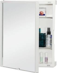 Well Set Strong and Heavy Rich Look Storage Cabinet with Mirror Plastic Wall Shelf