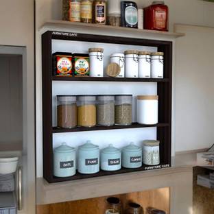 Zafiro Multipurpose Wall Mount Kitchen Storage Rack 4 Shelf Shelves Containers MDF (Medium Density Fiber) Wall Shelf