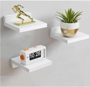 WallWonder Small Floating Shelf 4 Bedroom Living Room Bathroom Kitchen MDF(Self-3, white) MDF (Medium Density Fiber) Wall Shelf