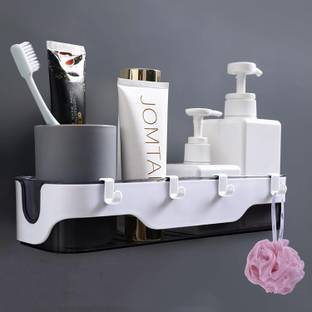 XBEY Multipurpose Kitchen Bathroom Shelf Wall Holder Storage Rack Plastic Wall Shelf