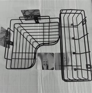 M Y COR + 4 HOOK Stainless Steel Wall Shelf