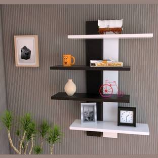 Eco Handicrafts Cube Shape Floating MDF (Medium Density Fiber) Wall Shelf (Number of Shelves - 6, Black, Green) Wooden Wall Shelf