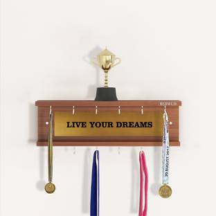 REDWUD Medal and Trophy Holder Wall Display Rack Shelf Particle Board Wall Shelf