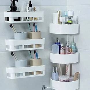 DAITORY Kitchen Bathroom Wall Shelves 3 Bathroom Wall Shelves,3 Bathroom Triangle Corner Plastic Wall Shelf