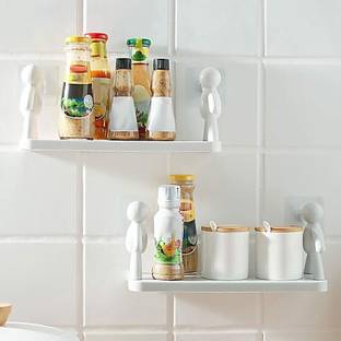 SJK Self Adhesive Multi-Purpose Wall Hanging Humanoid floating Shelf 2579 Plastic Wall Shelf
