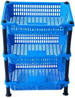 VMBOND Multipurpose Fruit & Vegetable Kitchen Trolley Onion Potato Rack Plastic Wall Shelf