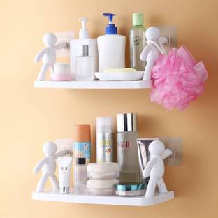 SJK Self Adhesive Multi-Purpose Wall Hanging Humanoid floating Shelf 1.1665 Plastic Wall Shelf