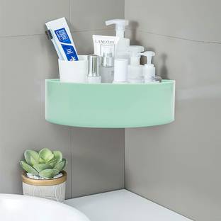 Qrex Pack Of 1 ABS Plastic Multiperurpose Home Bathroom Accessories Traceless Toothbrush Holders for Bathroom Wall Mounted, Bathroom Racks and Shelves, Toothpaste Holder Wall Mounted Triangle Corner Shower Caddy Rack Shelf with Strong Adhesive Magic Sticker (1 Triangle Corner Toothbrush Holders ,MultiColour) Plastic Toothbrush Holder