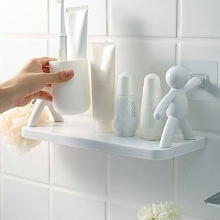 SJK Self Adhesive Multi-Purpose Wall Hanging Humanoid floating Shelf 2626 Plastic Wall Shelf