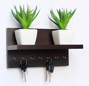 SMART SHOPPEE Wall Decore Stylish Key Holder With 7 Hooks Weight Capicity 5KG Wood Key Holder