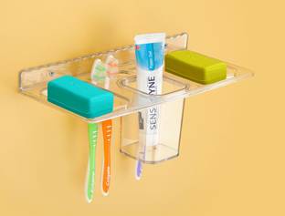 Flipkart SmartBuy Plastic 4 in1 Multipurpose Shelf/Paste-Brush Stand/Soap Stand-Bathroom(pack- 1)