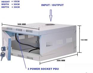 A to Z CCTV Cabinet Box/DVR Rack Wall Mount with Lock/Server Rack with Power Socket Iron Wall Shelf