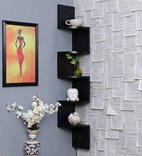 KHANSHOPEE Wall shelf Zigzag Corner Wall Mount Shelf Unit/Racks and Shelves/Wall Shelf/Book Shelf/Wall Decoration/ Corner Zigzag Mounted Floating 5 Rack Shelves MDF MDF (Medium Density Fiber) Wall Shelf