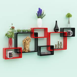 Onlineshoppee Intersecting Set of 6 MDF (Medium Density Fiber) Wall Shelf