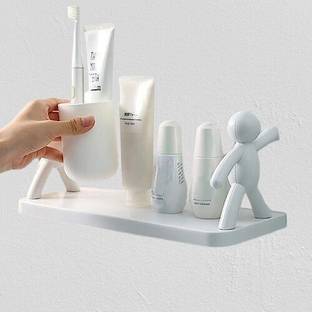 SJK Self Adhesive Multi-Purpose Wall Hanging Humanoid floating Shelf 3514 Plastic Wall Shelf
